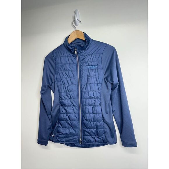 Peter Sweater Womens Small Blue Sharks Tooth Full Zip Hybrid Navy Jacket - Picture 3 of 8